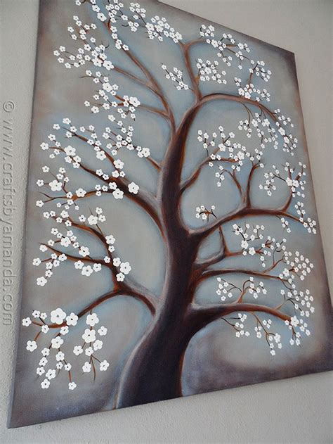 White Cherry Blossom Tree Painting - Crafts by Amanda