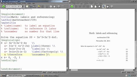 LaTeX Tutorial 12 how to label and reference equations - YouTube