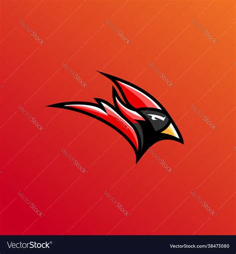 Red cardinal head logo e sport Royalty Free Vector Image