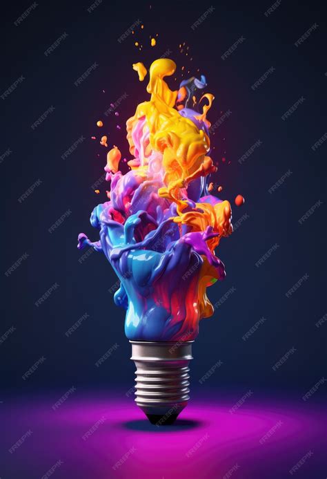 Premium AI Image | A light bulb with a colorful paint splatter.