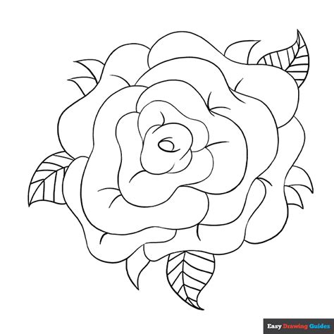 Rose Flower Coloring Page | Easy Drawing Guides