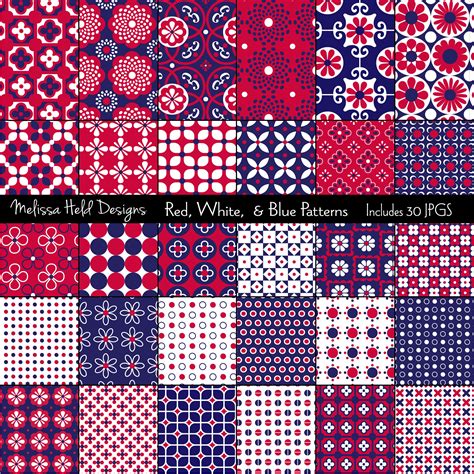 Red, White & Blue Digital Patterns - Etsy