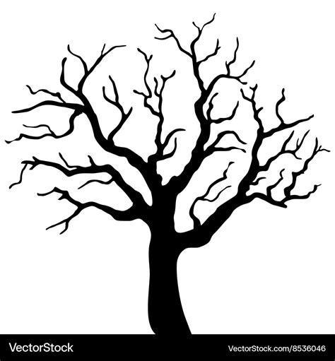 Tree black silhouette isolated on white background