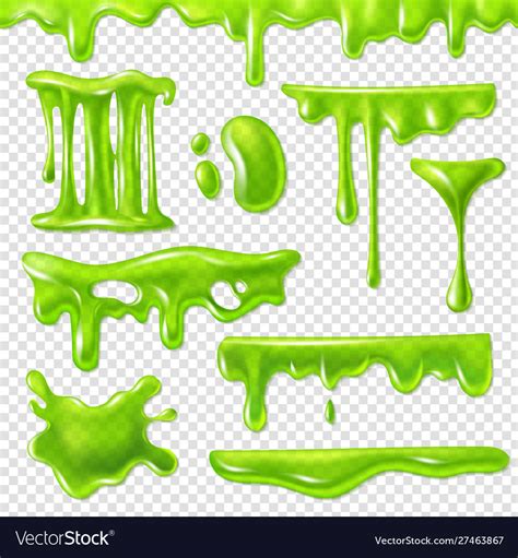 Realistic green slime slimy toxic blots goo Vector Image