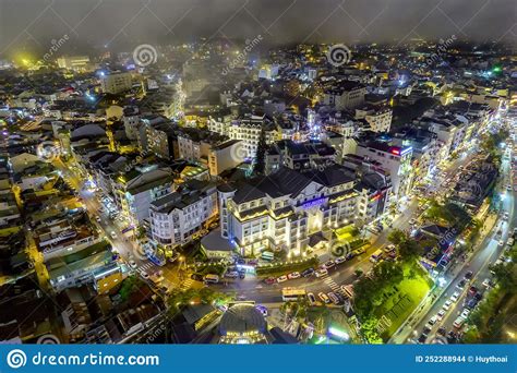 Aerial View of Da Lat City Night Beautiful Tourism Destination in ...