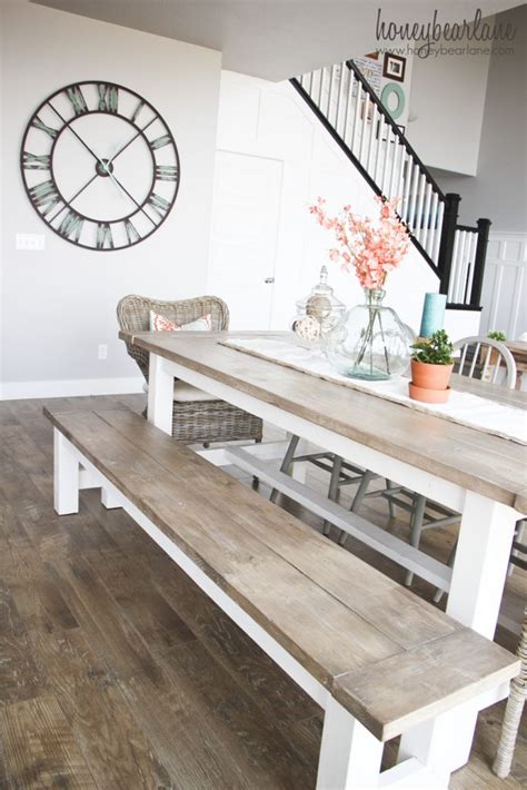 DIY Farmhouse Table and Bench - Honeybear Lane