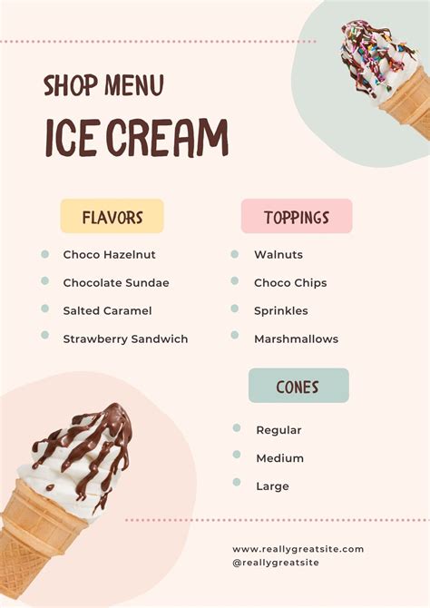 Ice Cream Menu Design