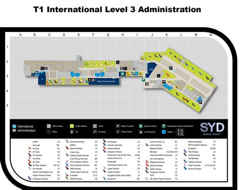 Terminal 1 map at the Sydney Airport SYD