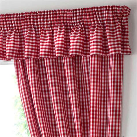 Gingham Check Red Tape Top Kitchen Curtains - Pelmet 132" x 10" - Ideal ...