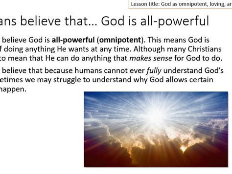 God as omnipotent, loving, and just | Teaching Resources