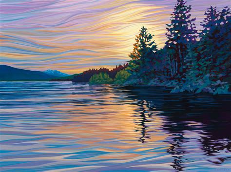 Recent Painting – Sunset on Calm Waters at Sproat Lake – The Feeling of ...