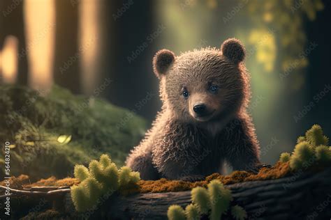 Baby Bear in the forest, photography of a Bear in a Forest. Generative ...