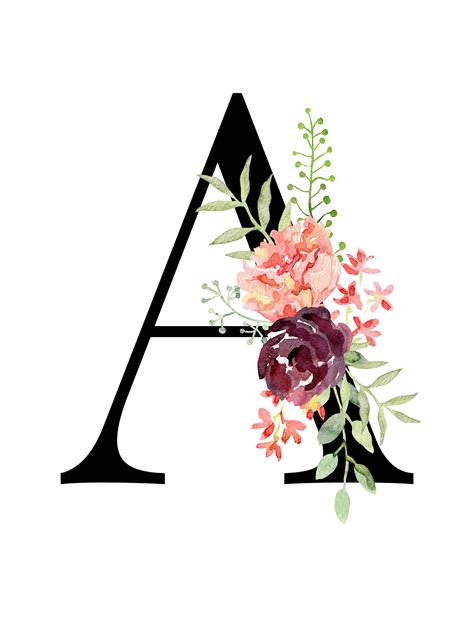 Letter A Floral Alphabet Instant digital download | Etsy