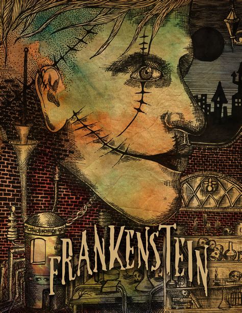 frankenstein, Book Cover, watercolor,sharpie, stylograph Gothic Horror ...