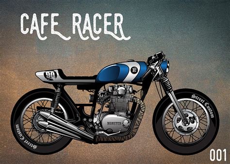 Cafe Racer Vintage Motorcycle 001 Digital Art by Carlos V - Pixels