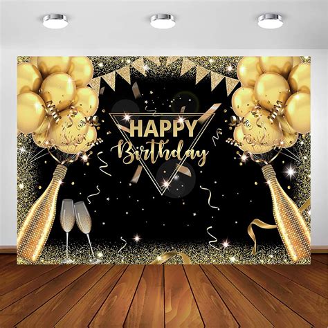 Buy Avezano Black Gold Birthday Backdrop for Adult Men Woman Party ...