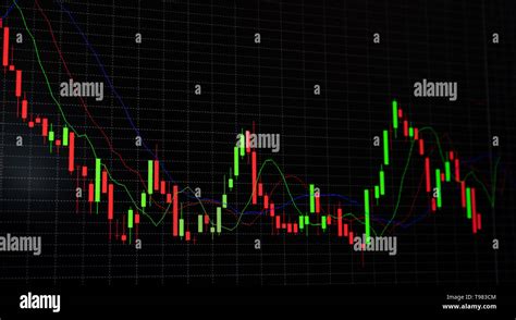 Financial stock market graph and bar chart price display on dark ...