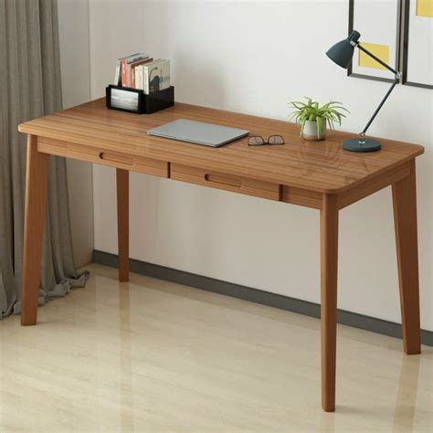 Solid wood Leg Computer Desk Office Computer Desk Wood Writing Gaming ...