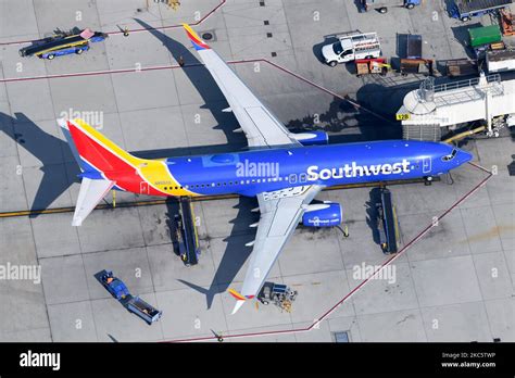 Southwest Airlines Boeing 737-800 aircraft parked at the gate. Plane ...