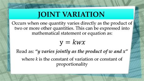 Joint Variation Formula