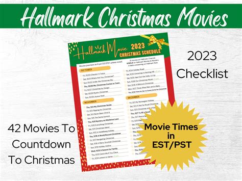 Hallmark Christmas Movies 2023 Schedule Printable Checklist - Etsy