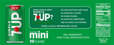 7UP® Simple Lemon Lime Soda, 10 cans / 7.5 fl oz - King Soopers