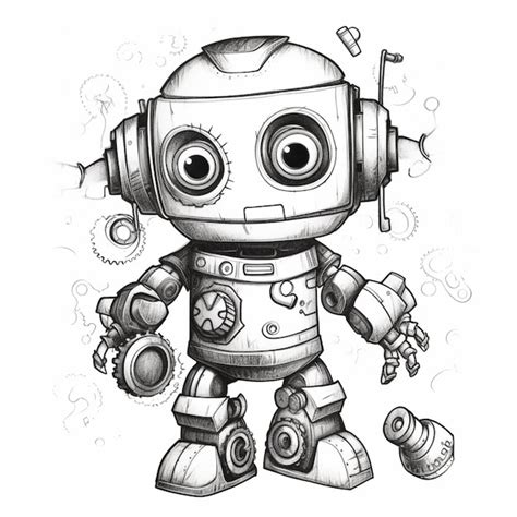 A drawing of a robot with a broken arm and a broken leg generative ai ...