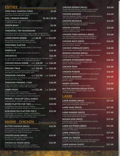 Kurukshetra Indian Restaurant & Takeaways Menu - Menumania/Zomato