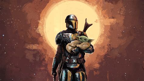 2560x1440 Resolution The Mandalorian and Baby Yoda Art 1440P Resolution ...