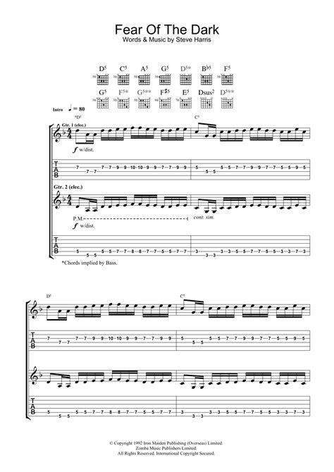 Fear Of The Dark by Iron Maiden - Guitar Tab - Guitar Instructor