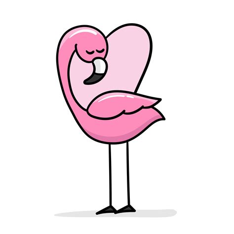 Cute flamingo with heart shape, vector illustration, summer print ...