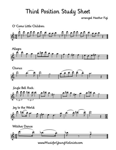 Third Position Study Sheet for Violinists - Violin Sheet Music, Free ...