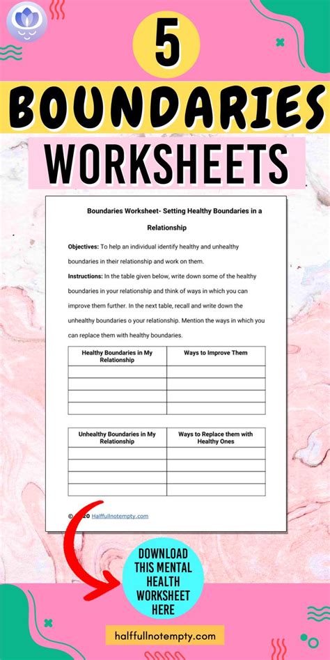 5 boundaries worksheet in 2020 boundaries worksheet - personal boundary ...