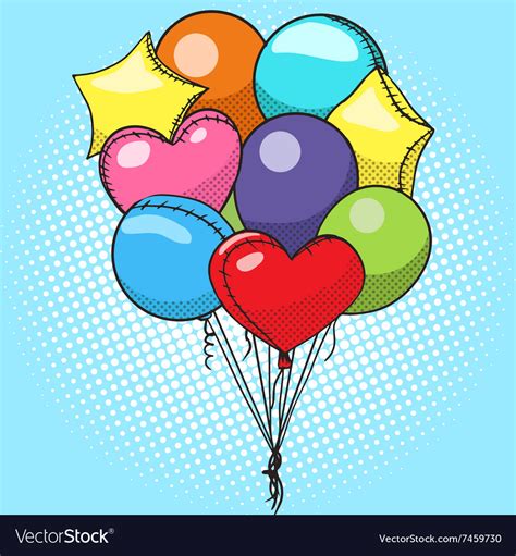 Balloons colorful pop art style Royalty Free Vector Image