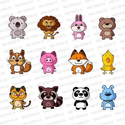 Animal Cliparts Cute Cartoon Animal Character Images | Etsy