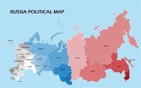 Rusia mapa político dividido por estado estilo colorido esquema ...