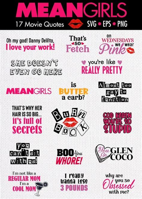 Mean Girls Svg Movie Quotes Png Eps Burn Book That's - Etsy | Mean girl ...