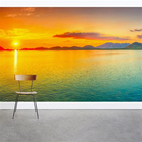 Ocean & Mountains Sunset Wall Mural | Wallums