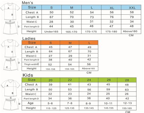 Football Jersey Size Chart