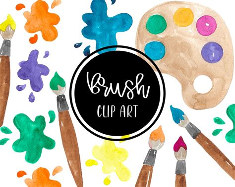 Brush Clip Art Watercolor Handpainted Digital Clipart Back to School ...