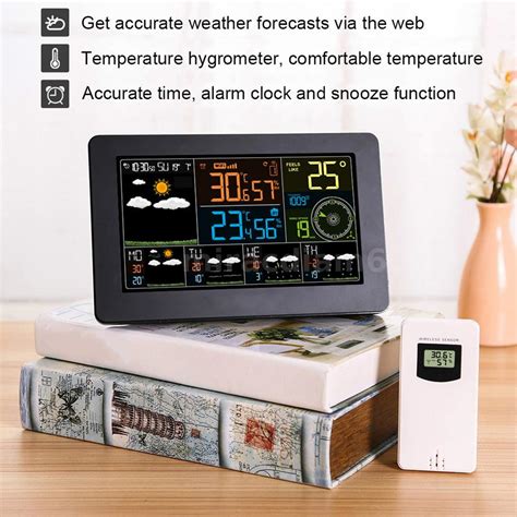 Large LCD Color Weather Station Wireless Barometer Temp Humidity Indoor ...