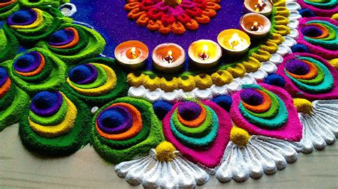 Easy Peacock Rangoli Designs For Diwali