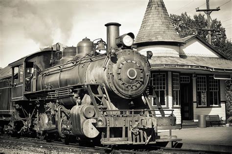 Vintage Steam Engine At Historic Train by Ryasick