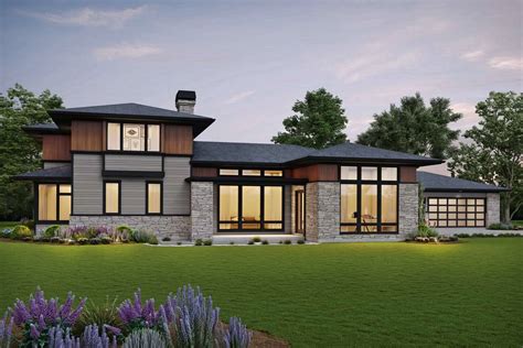 Two Story Contemporary Prairie Style House Plan 5263: Ellis