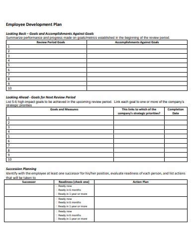 Employee Growth Plan Template Database