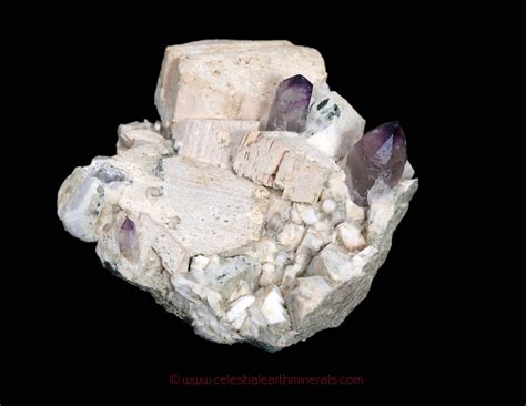 Amethyst on Feldspar Crystal Specimen - Celestial Earth Minerals