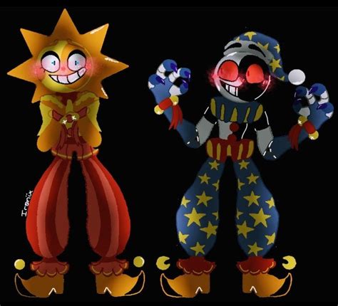 two clowns standing next to each other in front of a black background ...