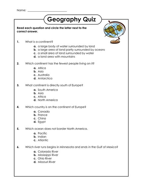 World Geography 7th Grade Activities