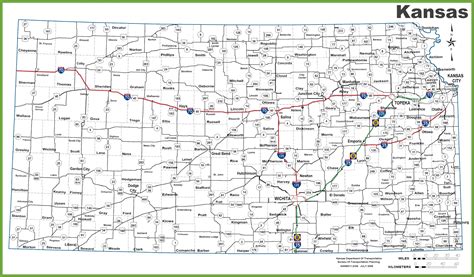 Kansas road map - Ontheworldmap.com