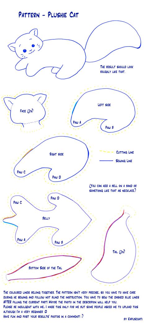 Pattern for Plushie Cat by Kapuschati on DeviantArt